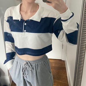 Collared striped crop top